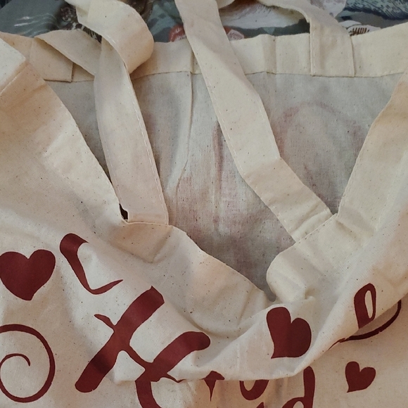 Hugs and Kisses Tote Bag - Cream and Red - Picture 2 of 4